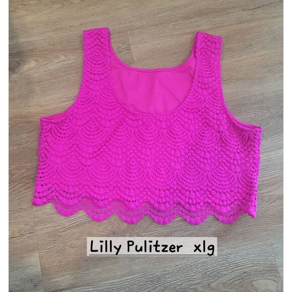 Lilly Pulzer Naomi pink xlg crop top stretchy extra large - Picture 1 of 8